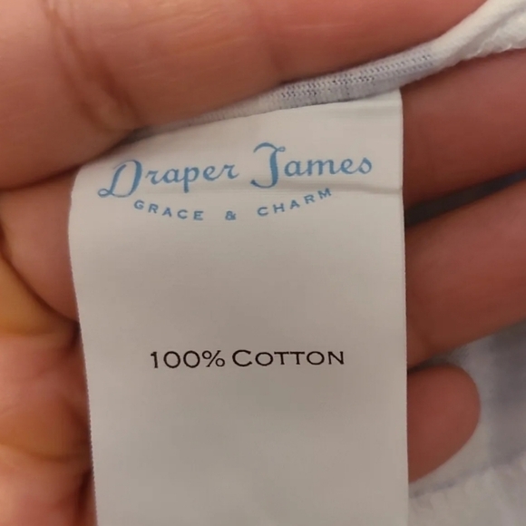 Draper James Blue & White T-shirt Top Striped Howdy Tee Size Medium - Picture 3 of 7